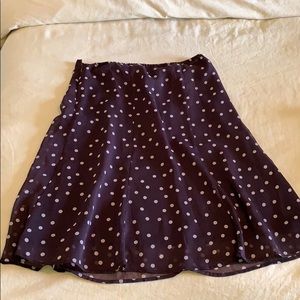 Chocolate brown and tan polka dot mid calf skirt